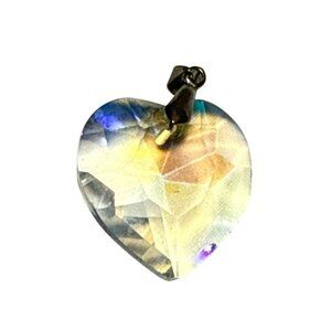 Crystal Heart Pendant Yellow Leaf Design with 18K GP Silver Bail